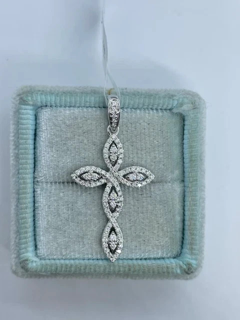 2.10ct Lab Grown Diamond Gorgeous Cross Charm Pendant 14K White Gold Plated