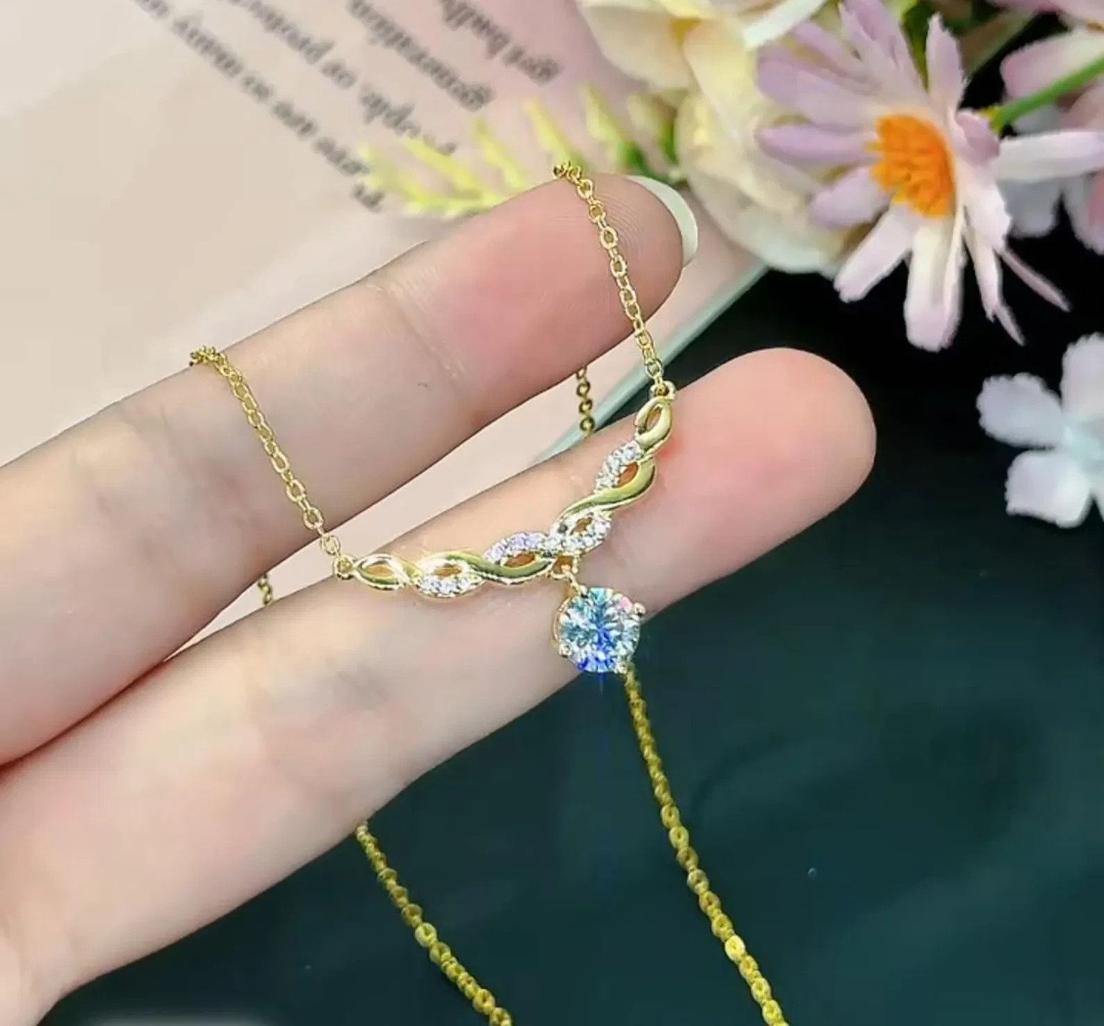 Infinity Necklace with Sparkling 2ct Moissanite – Timeless Jewelry Gift for Her