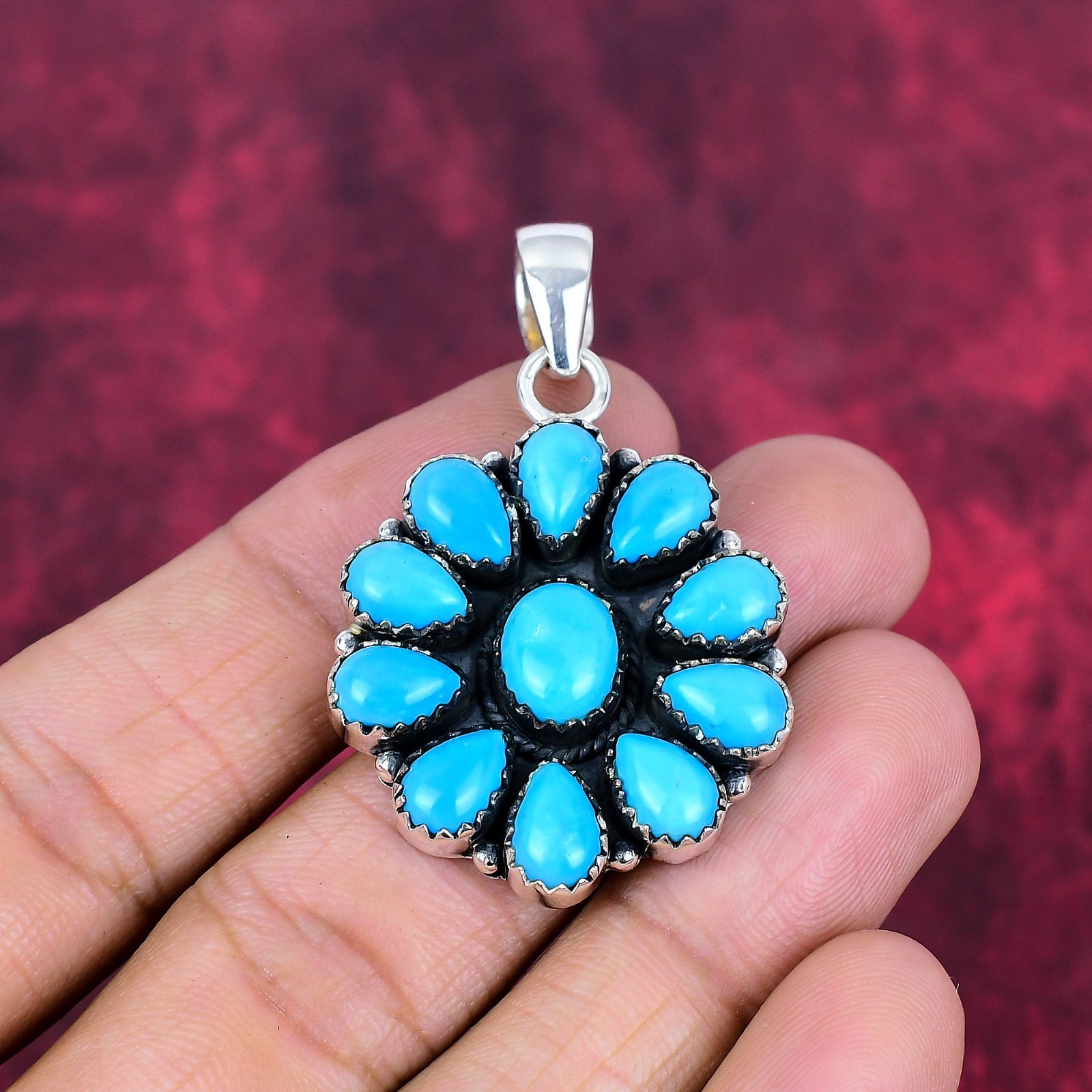 Sleeping Turquoise Gemstones Handmade 925 Sterling Silver Pendant Jewelry Gifts