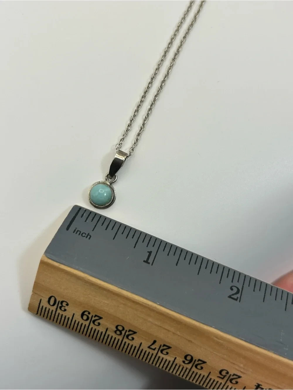 Sterling Silver Larimar Pendant Necklace 18″ Stamped 925 Soft Aqua Blue Stone