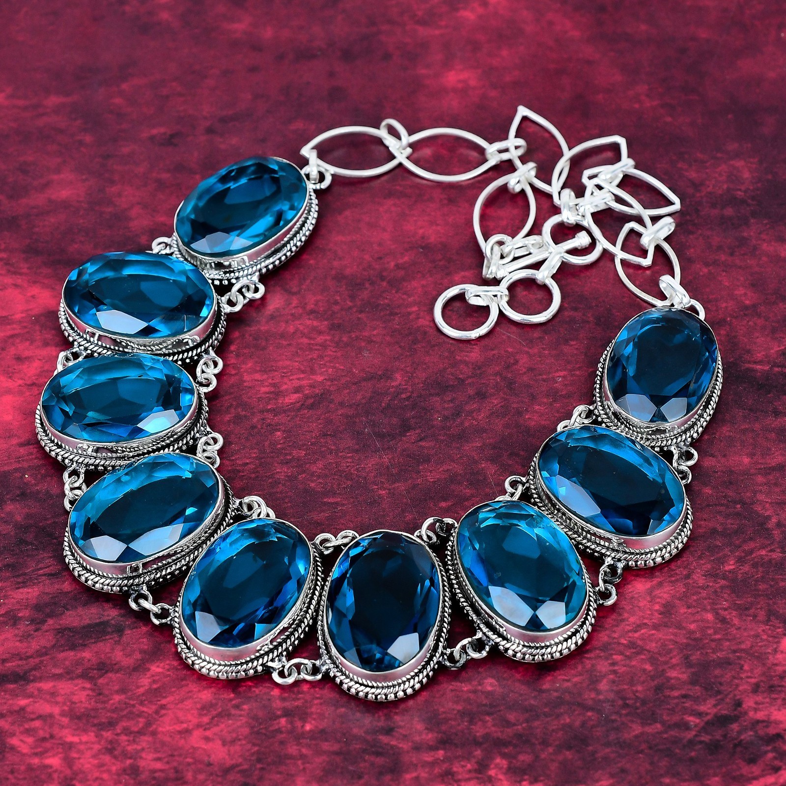 Indicolite Gemstone Handmade 925 Solid Silver Necklace Jewelry Love Forever Gift