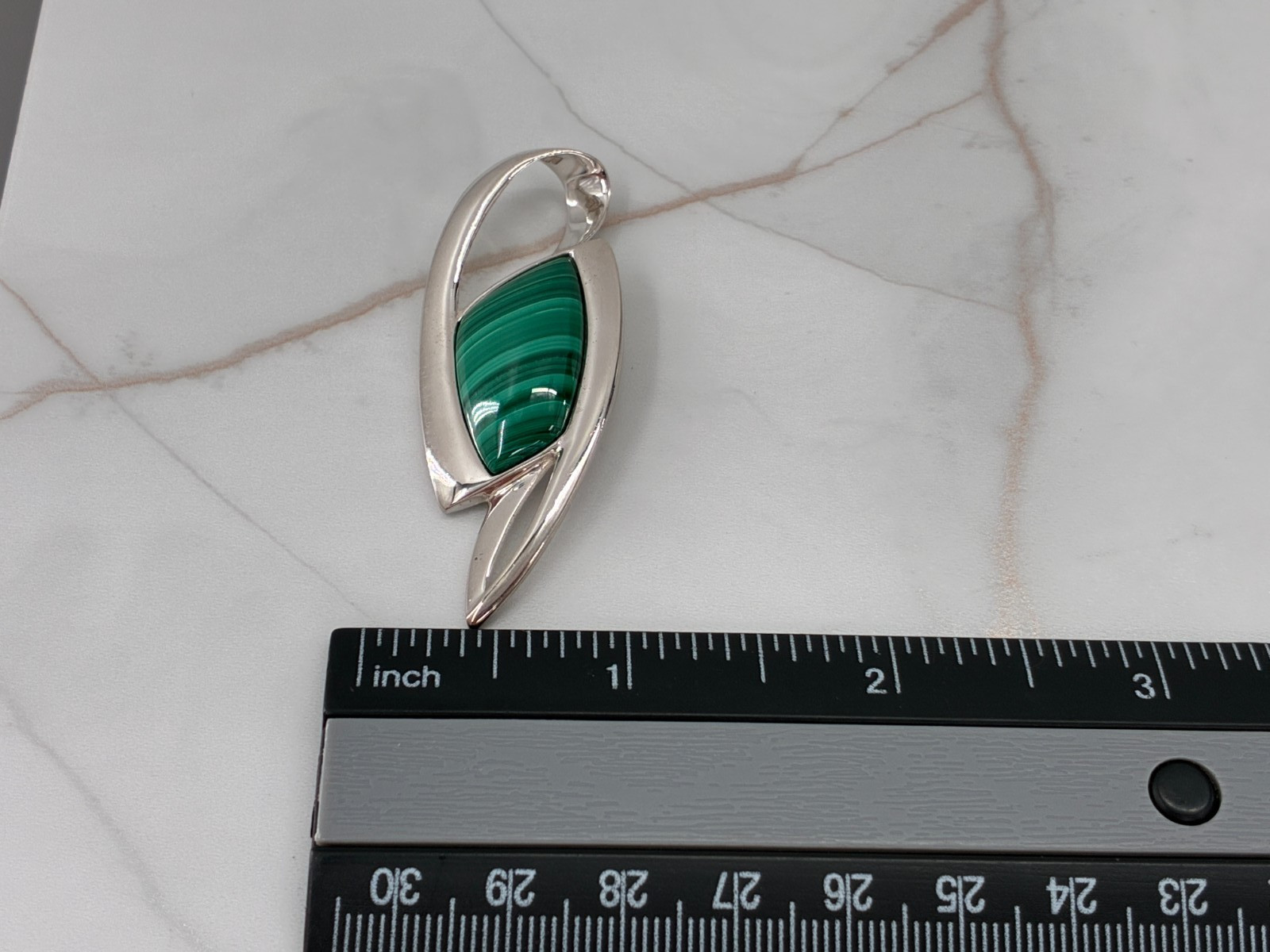 Jay King DTR Green Malachite Freeform Pendant Asymmetrical Enhancer Sterling 925