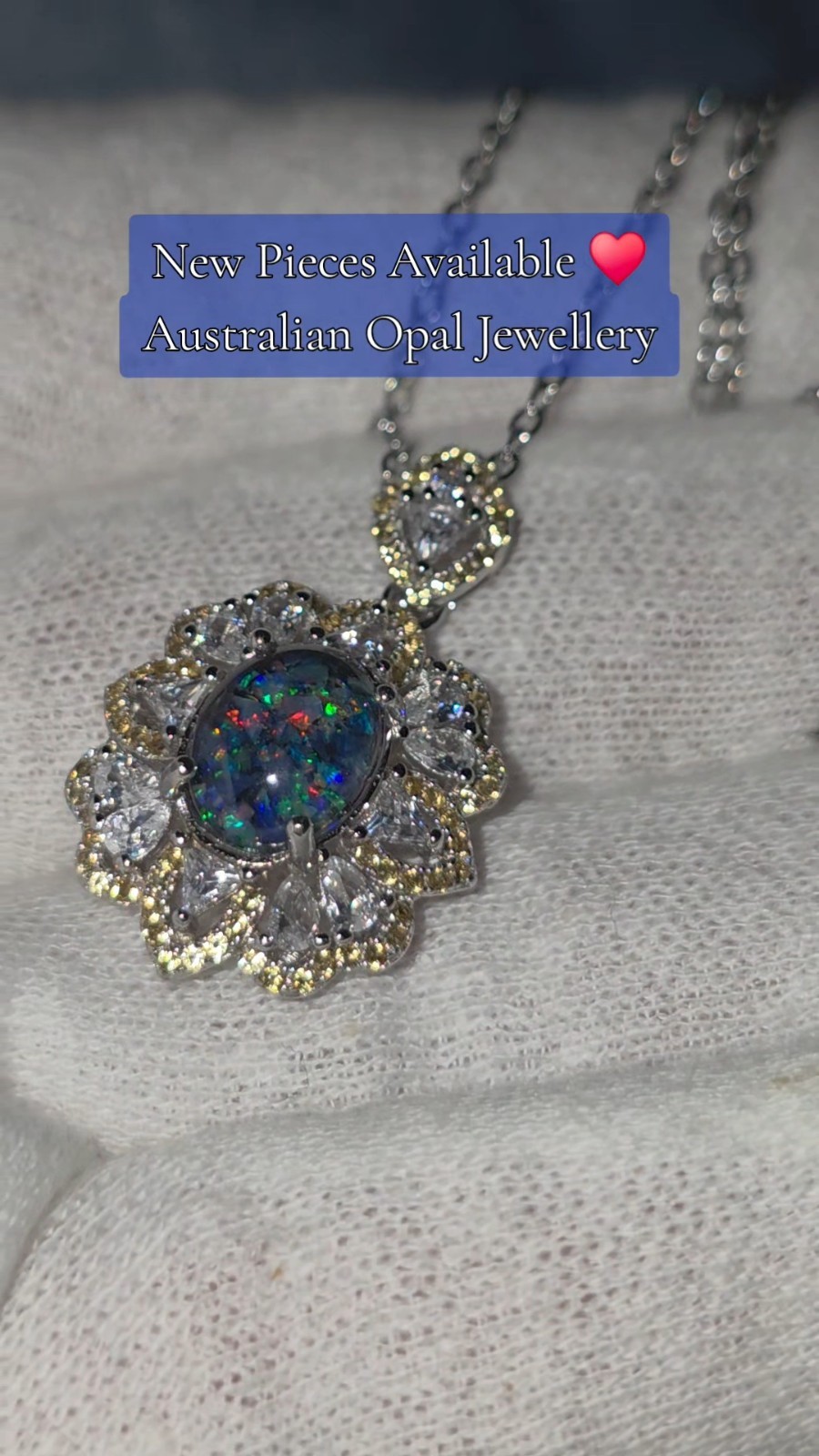 925 Sterling Silver CZ Opal Pendant | Australian Opal Mosaic | Stunning Colours