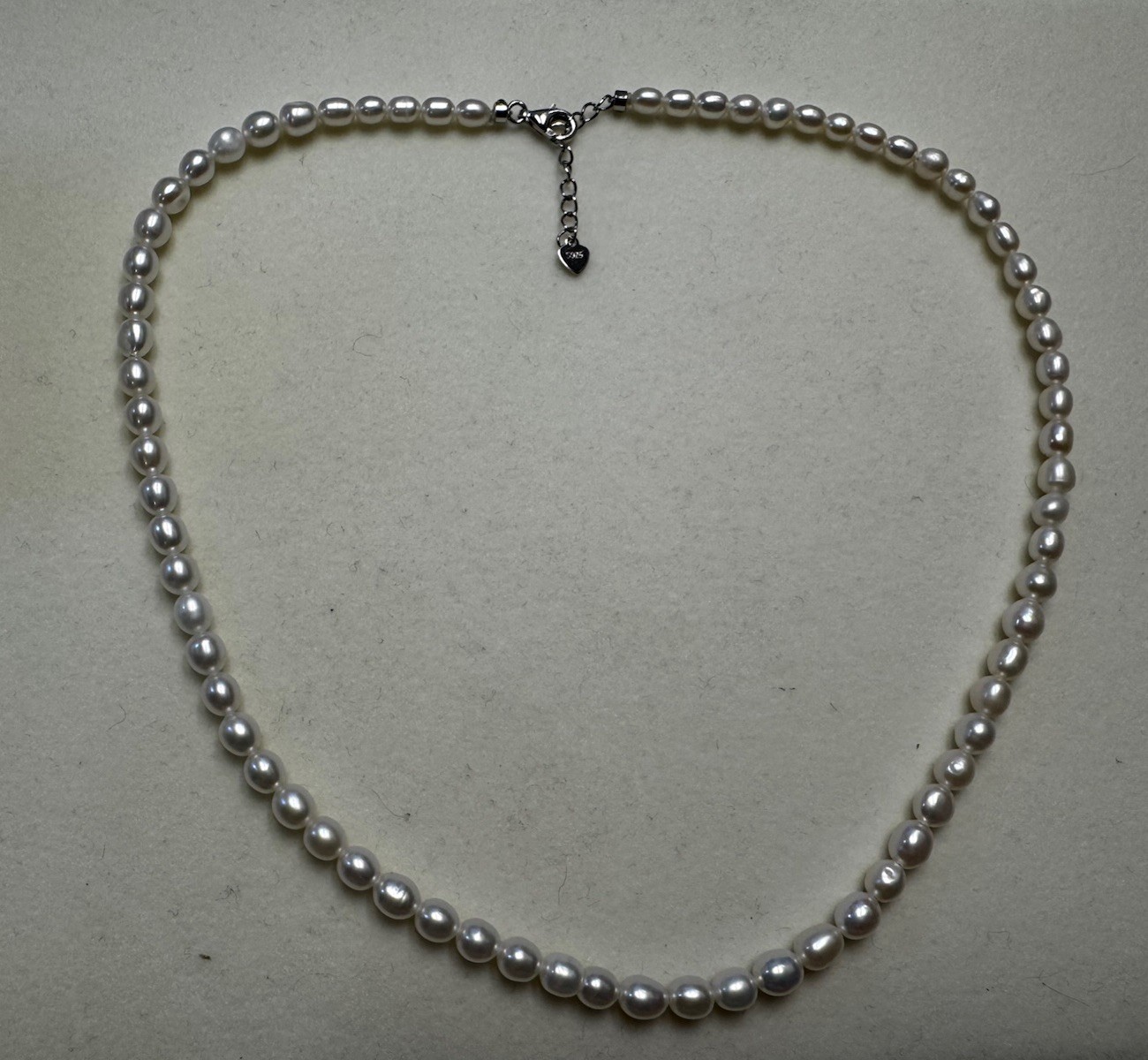 16-17 inches 4-5.5mm freshwater white pearl necklace 925 sterling silver new