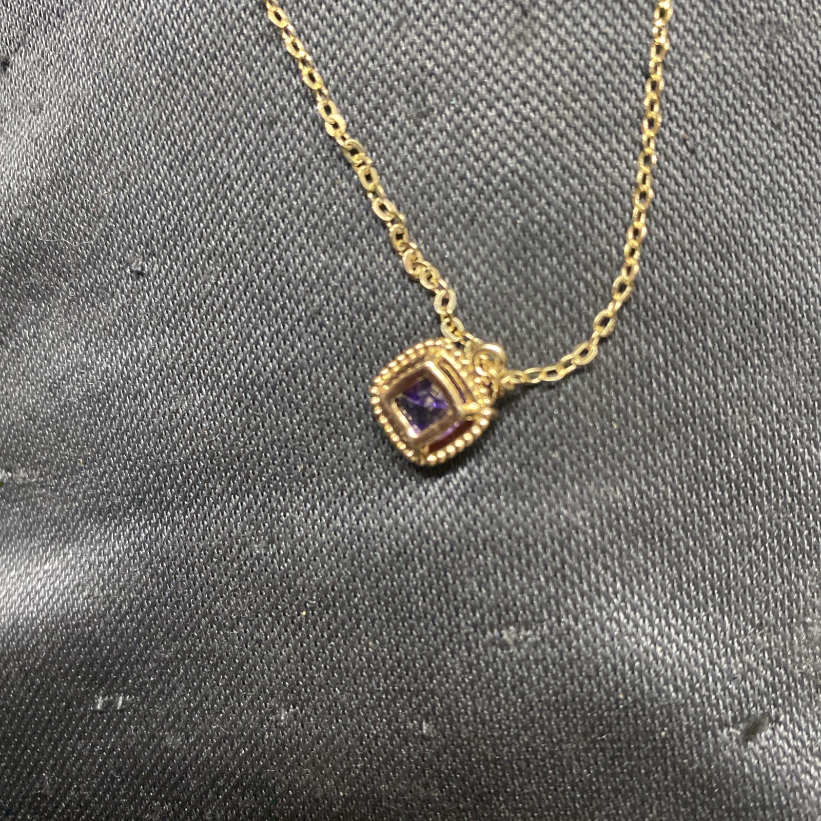 Square Amethyst Gold Necklace