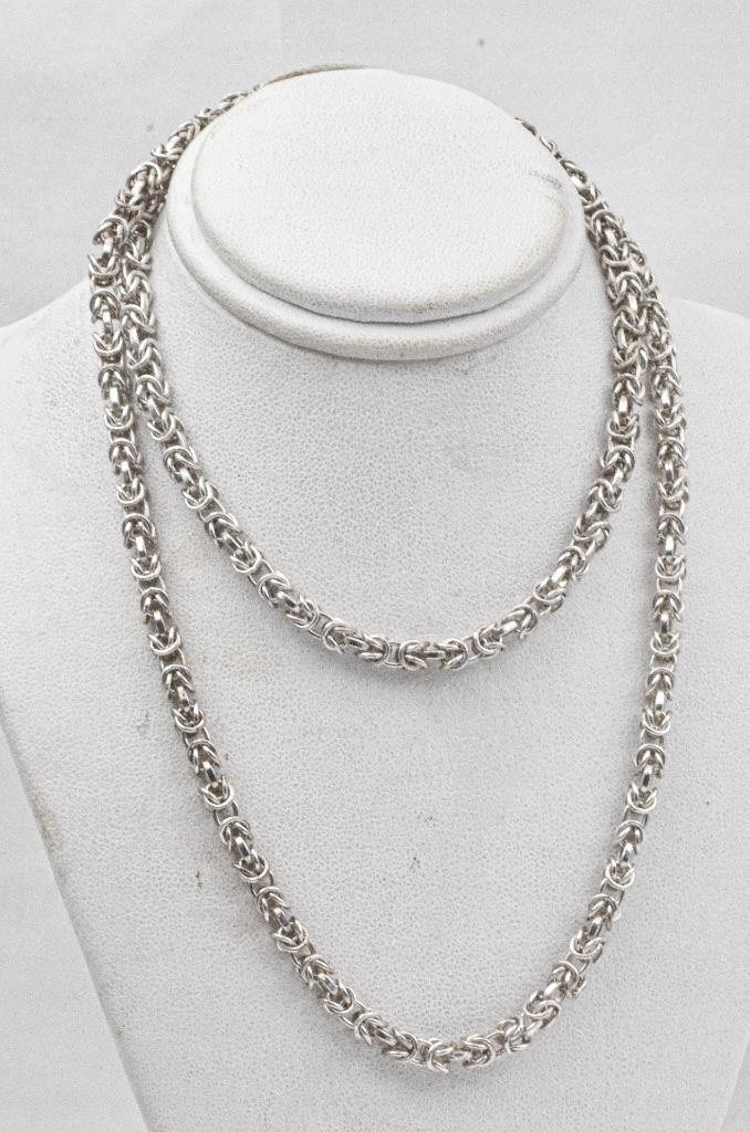 Ethnic 925 Sterling Silver 4.25mm thick – 24″ BYZANTINE Solid chain necklace 32g