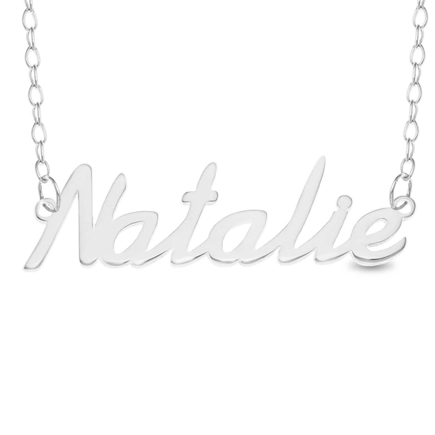 Natalie Name Plate Necklace Pendent Sterling Silver female Personalized Custom