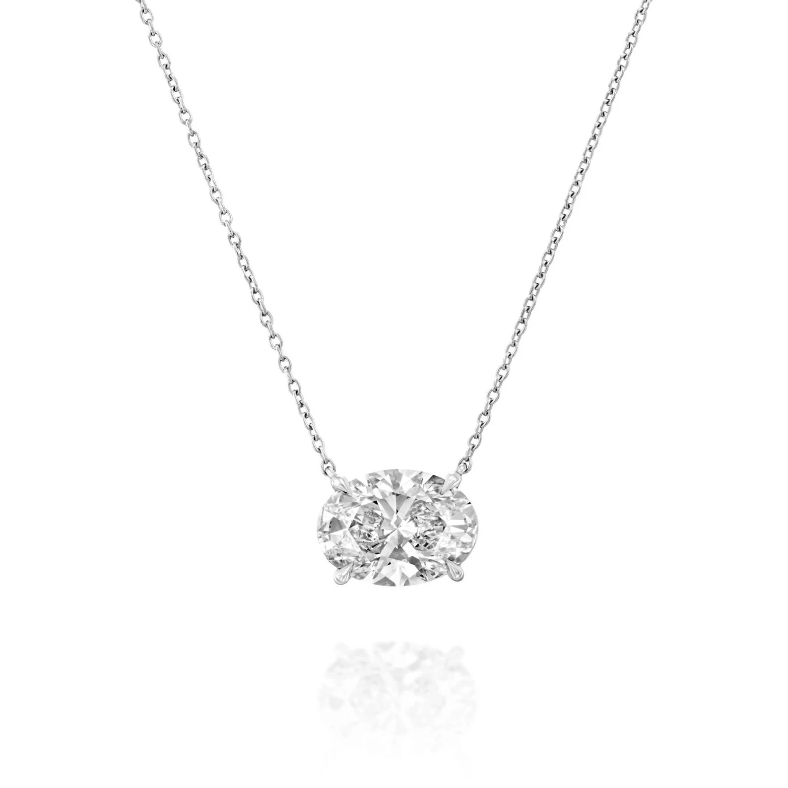 Best Seller ! 1.50CT Oval Cut Natural Diamond 14K White Gold Solitaire Pendant