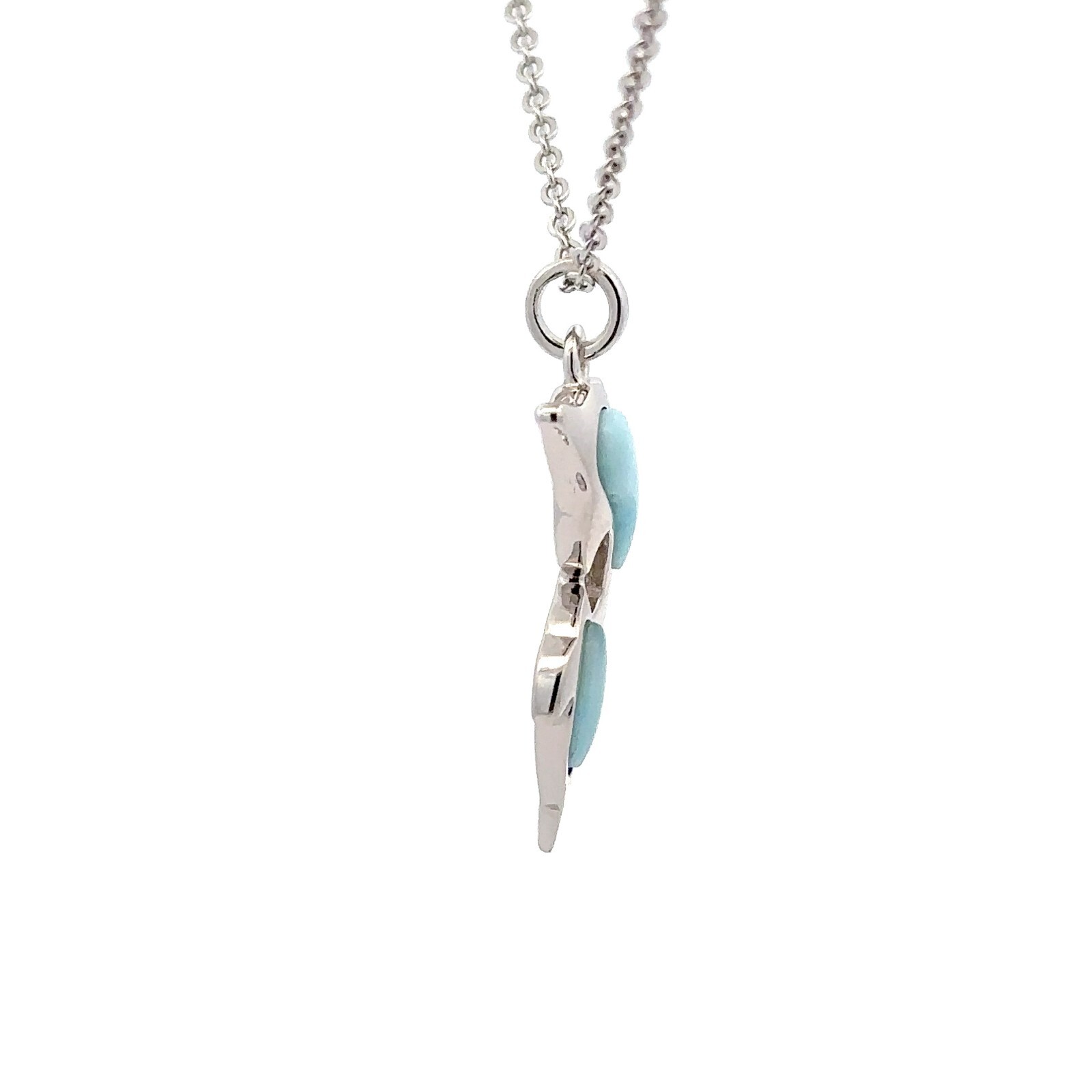 Sterling Silver Larimar Dolphin Necklace (13 x 30 mm)–Chain 18+1 Inch