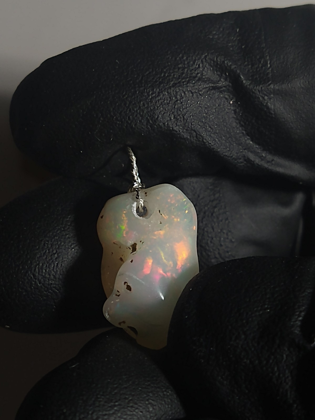 Bigger Opal Pendant Tumble Freeform Sterling Silver