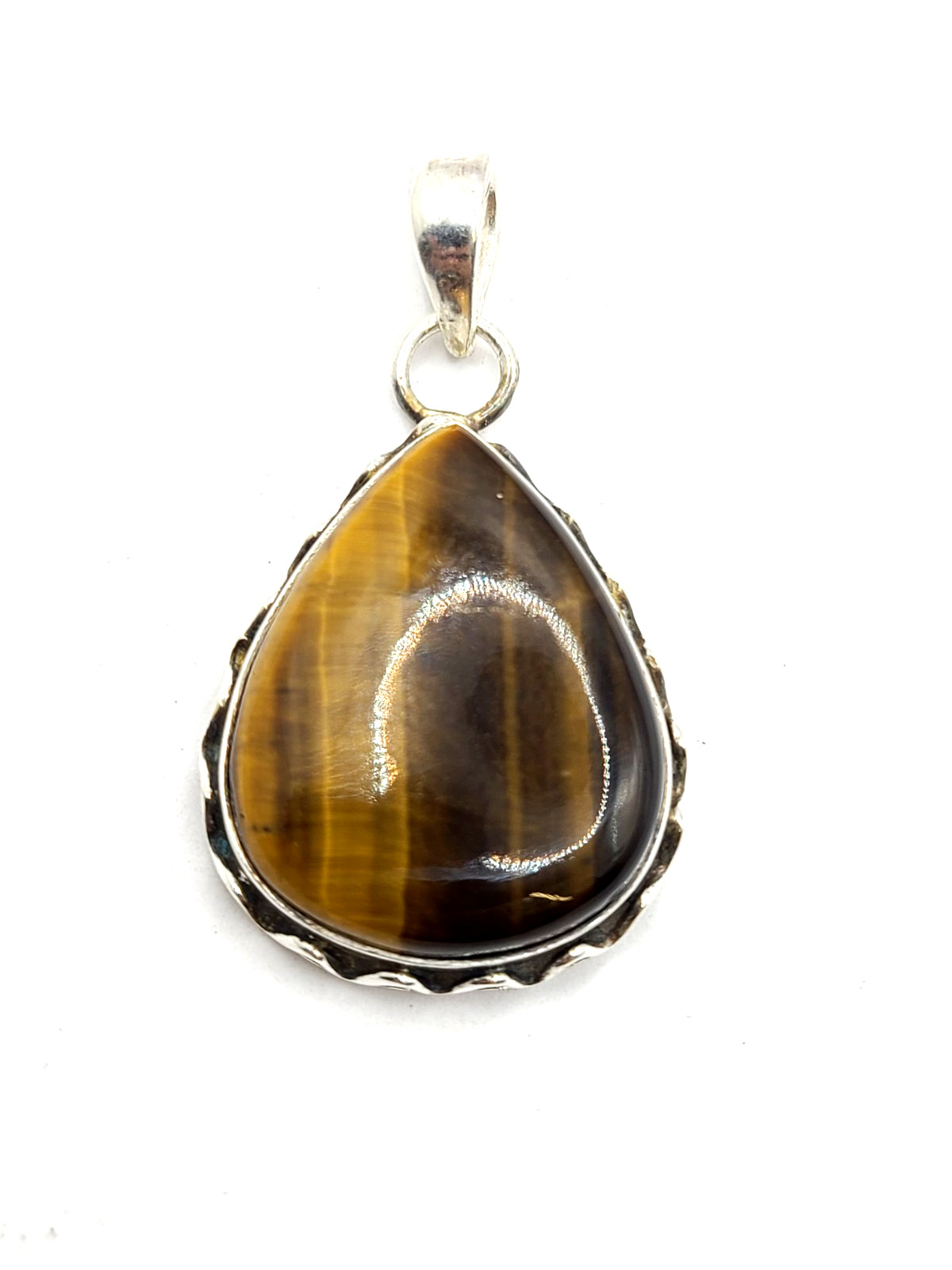 Tiger’s Eye 925 Sterling Silver Pendant Pear Teardrop