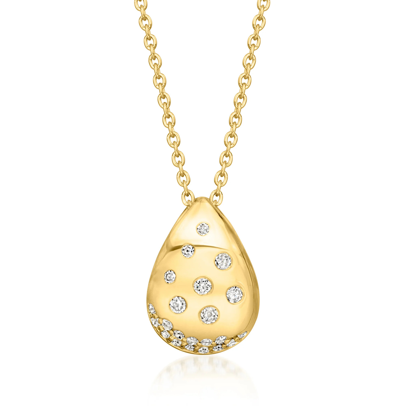 Ross-Simons Scattered-Diamond Teardrop Ncklc in 18k Gold Plate 18 inches