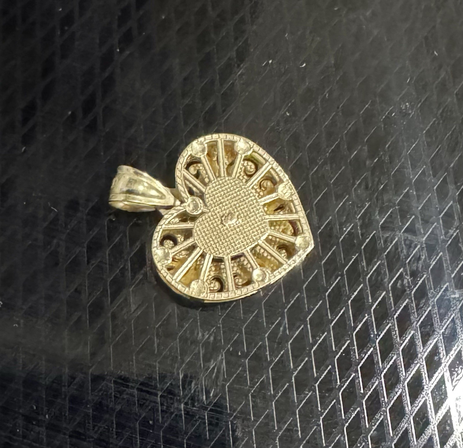 Vintage Rose Heart 10k Gold Pendant