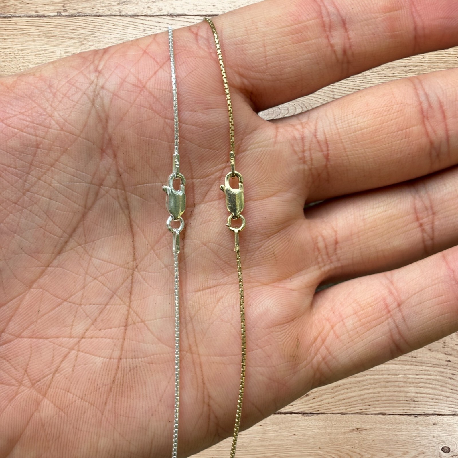 1mm round Box Chain Necklace – Solid 925 Sterling Silver Or 14k Gold Vermeil