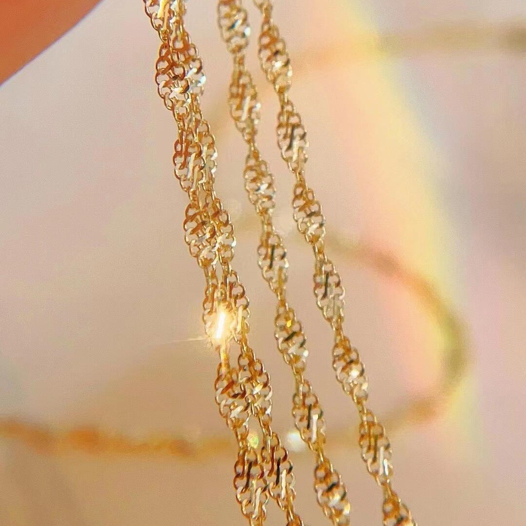 Au750 Solid 18K Solid Gold yellow Gold Necklace Women Gold Chain 46cm-