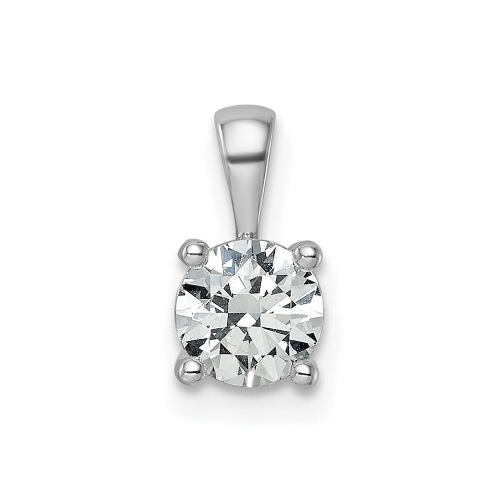 14k White Gold .75Ct Lab Grown Diamond Round 4 Prong Pendant (VS/SI, G-H)