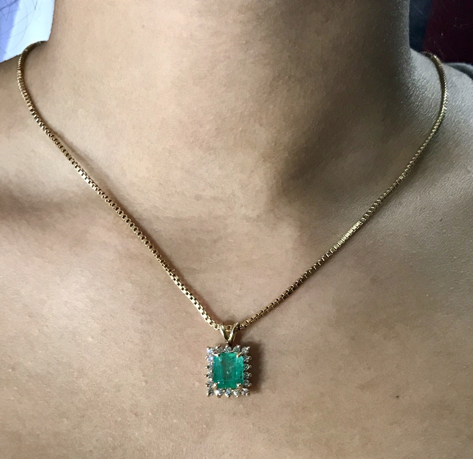 2.84 CARAT EMERALD GIA CERTIFIED PENDANT – WITH 18 ( .54 TCW ) E COLOR DIAMONDS
