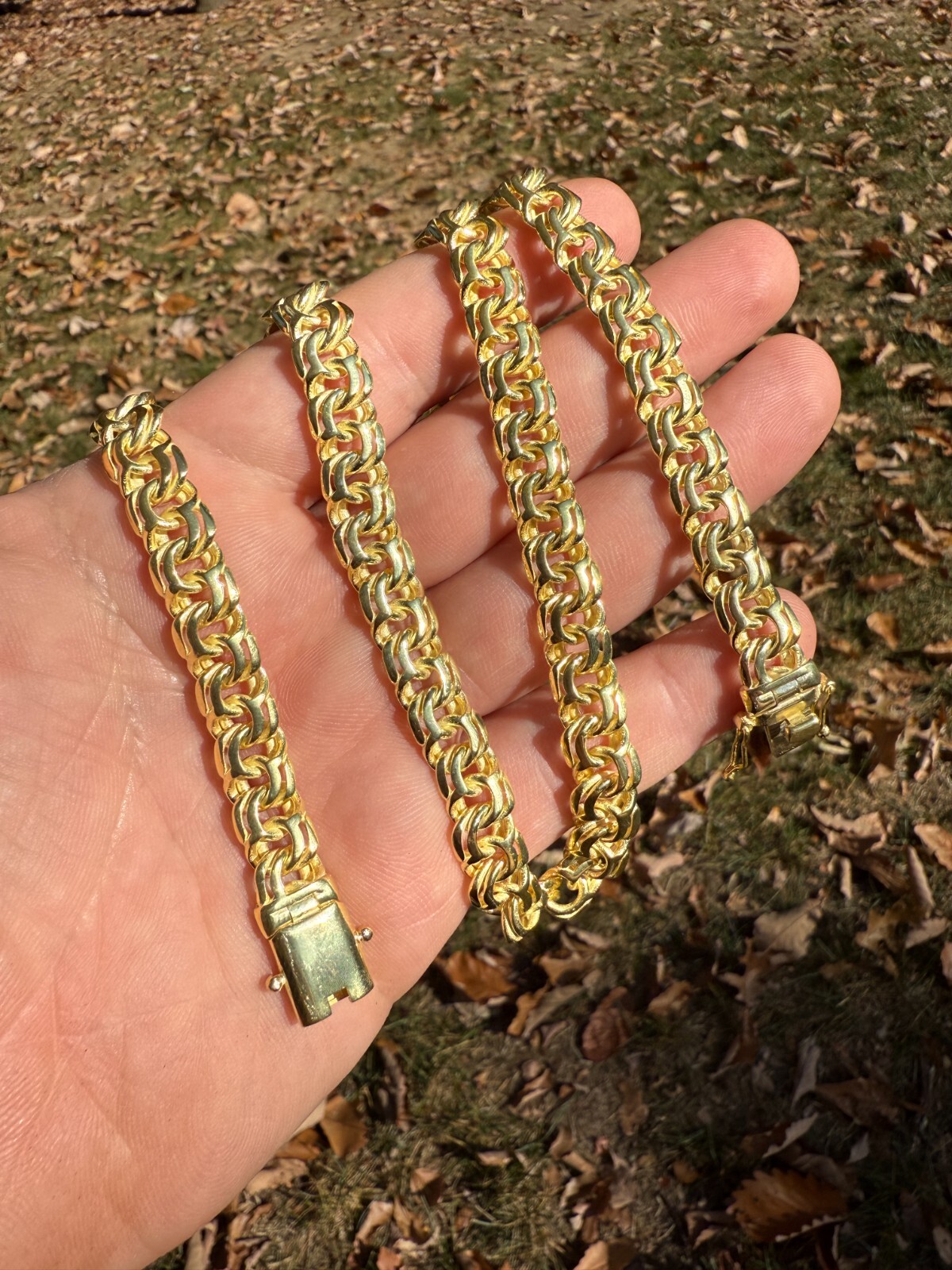 Handmade 9mm Bismark Garibaldi Chino Chain 14k Gold Over 925 Silver Necklace
