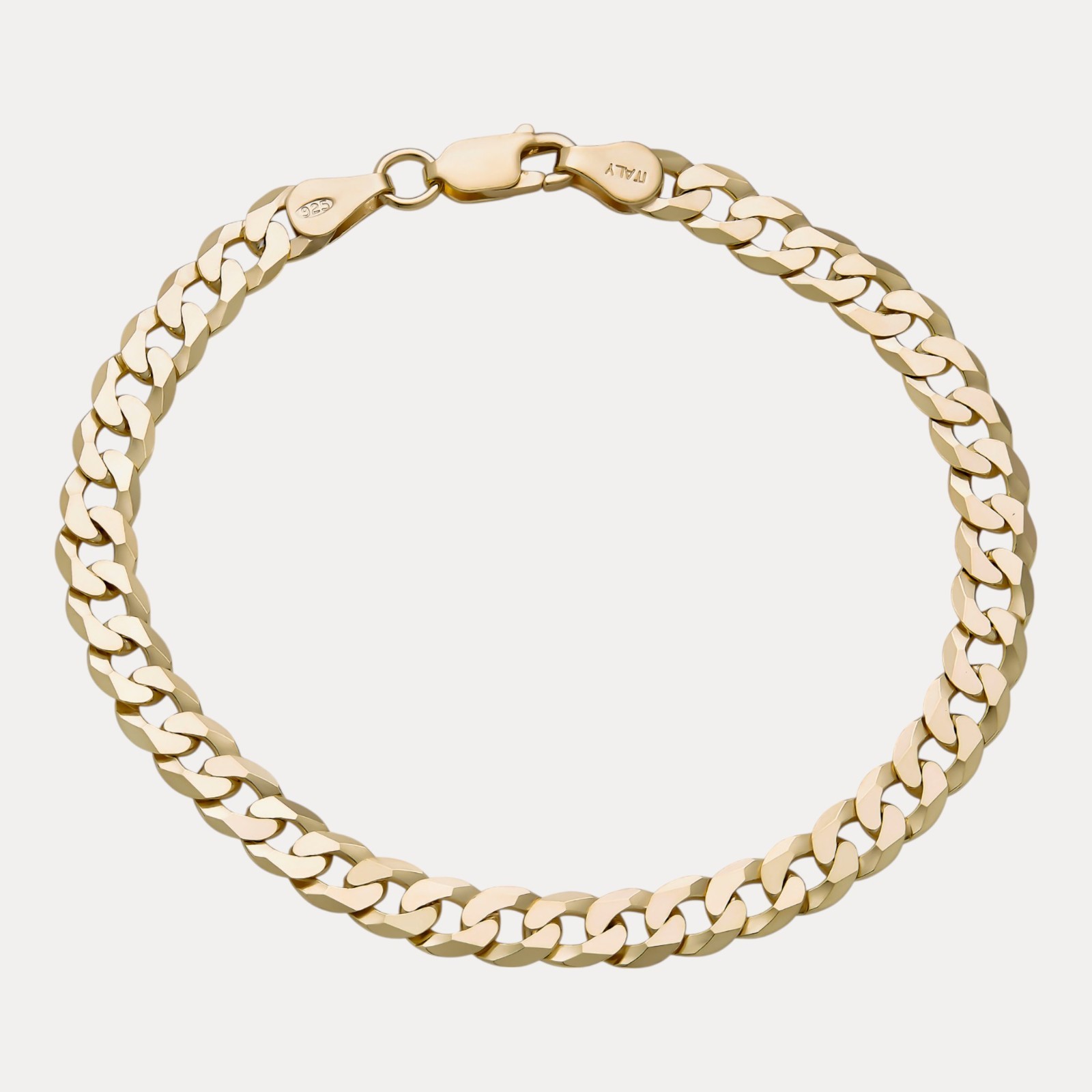 6mm Flat Curb Bracelet – Real Solid 925 Sterling Silver Or 14k Gold/Rose Vermeil