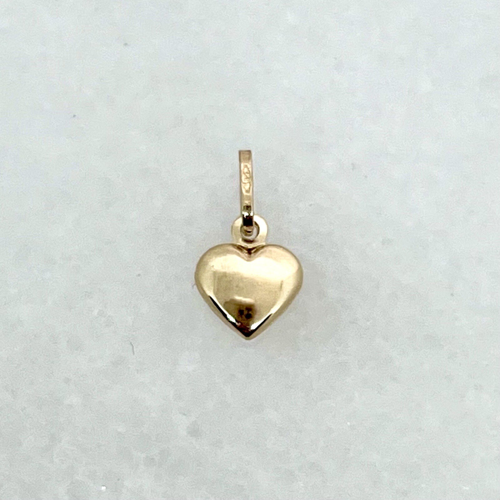 14K Yellow Gold Small 11mm Puffed Heart Charm Pendant – New, great gift