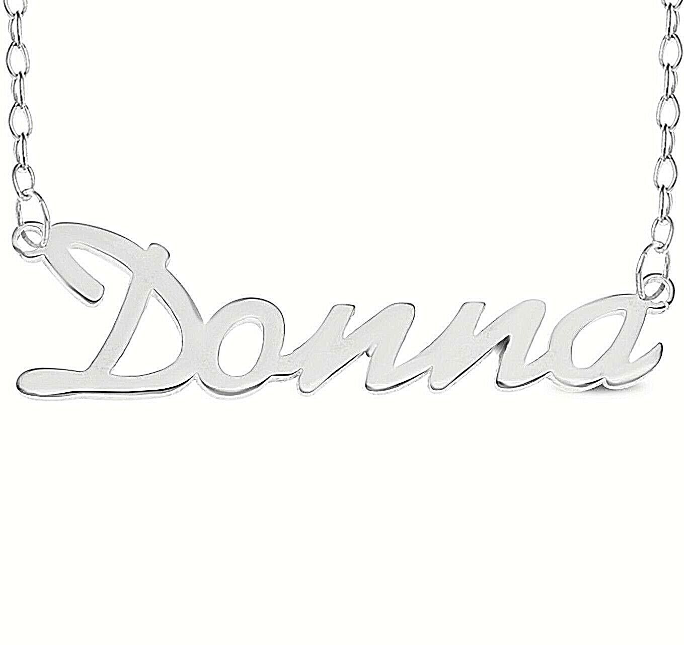 Donna Name Plate Necklace Pendent Sterling Silver female Personalized Custom