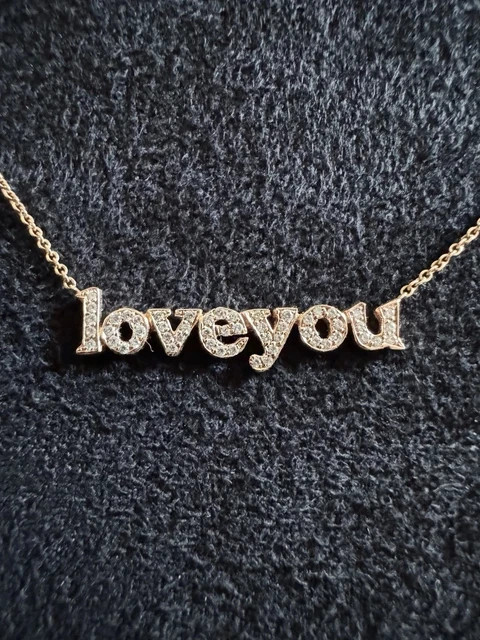 1 Ct Round Cut Lab Created Diamond “LOVEYOU” Pendant 14k yellow Gold Plated