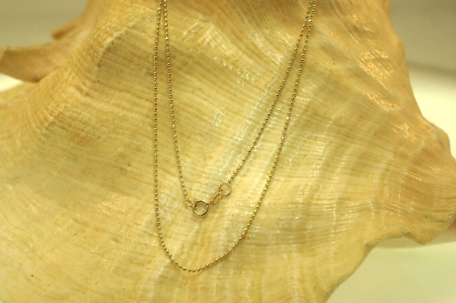 1MM PETITE SOLID 14K YELLOW GOLD DIAMOND CUT DC BALL BEAD CHAIN NECKLACE 16″-24″
