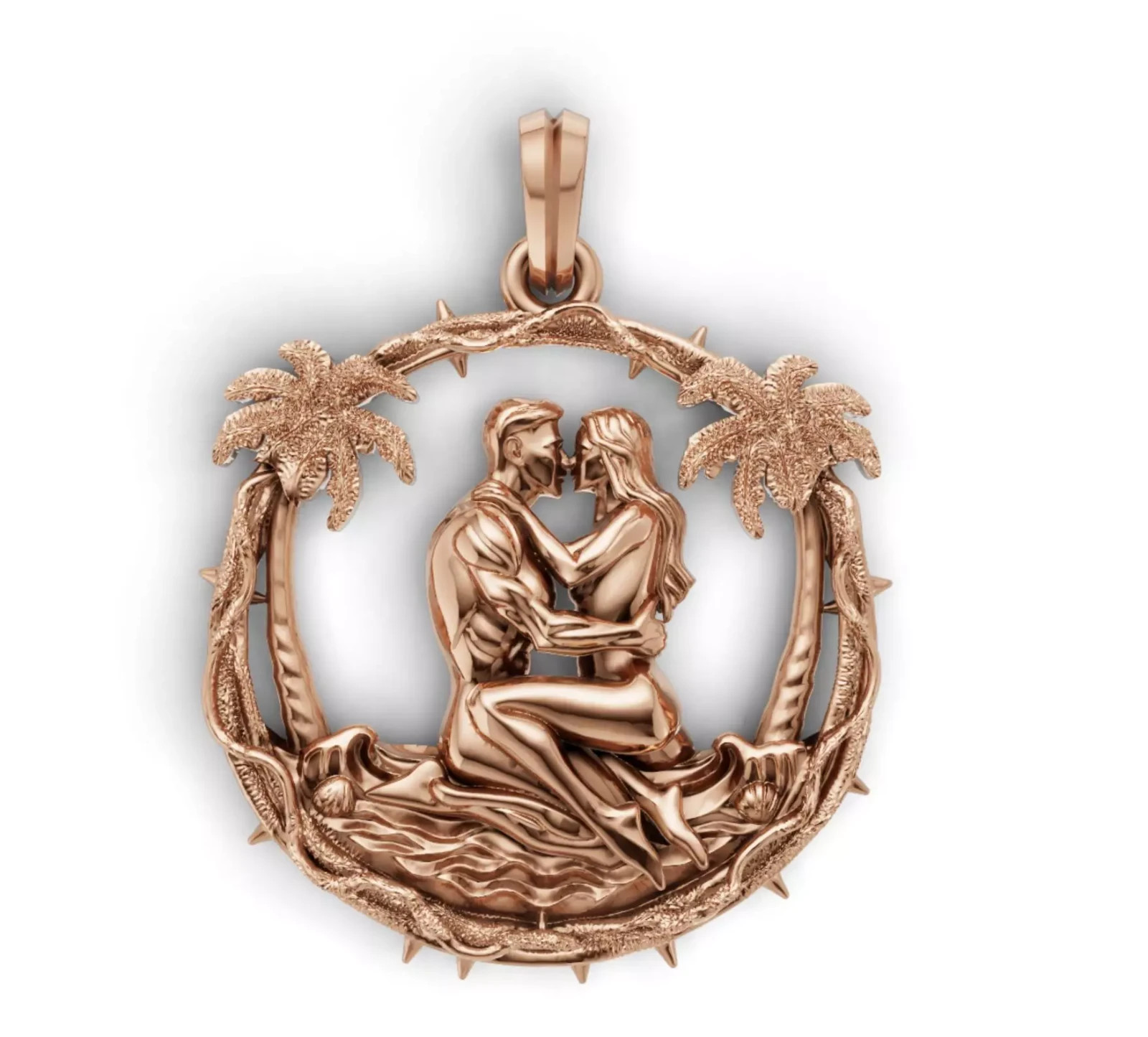 Sex-On-The-Beach-Lovers-Hug-Male Female-Pendant,Crown Kising Rose flower Pendant