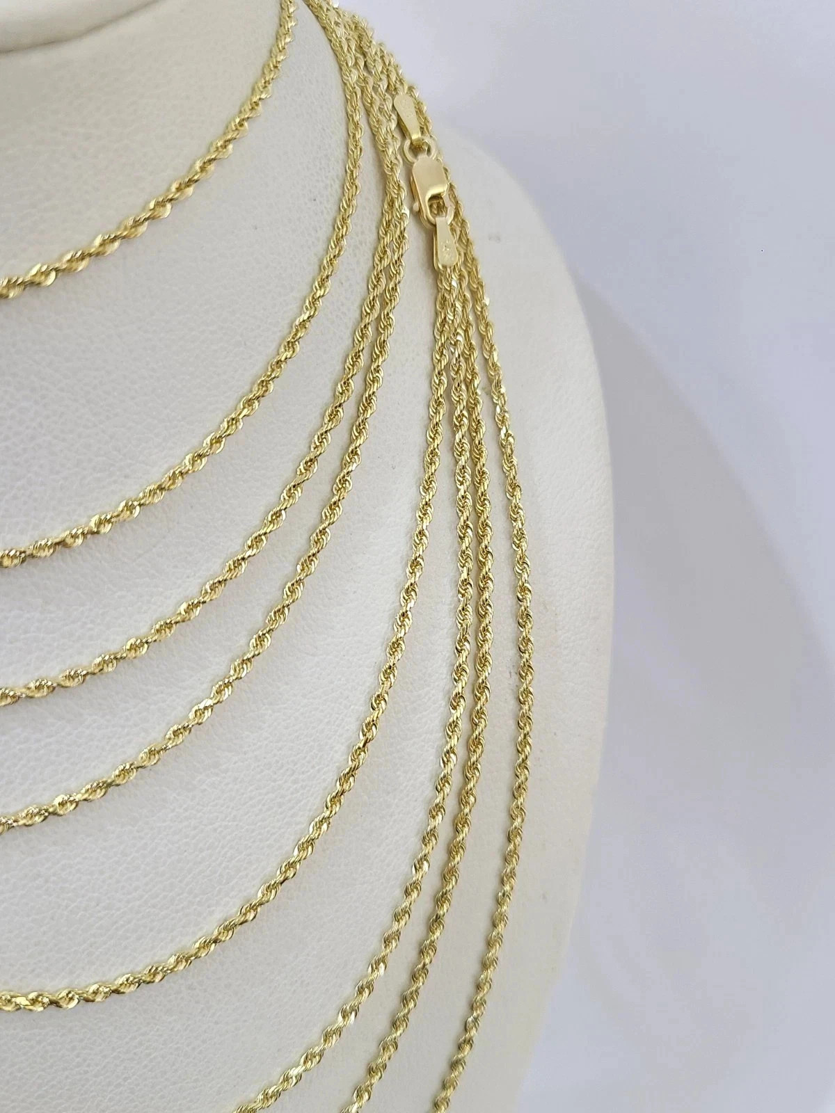 Real 10k Yellow Gold Rope Chain Diamond Cut 16″ 18″ 20″ 22″ 24″ 26″ 28″ Inch
