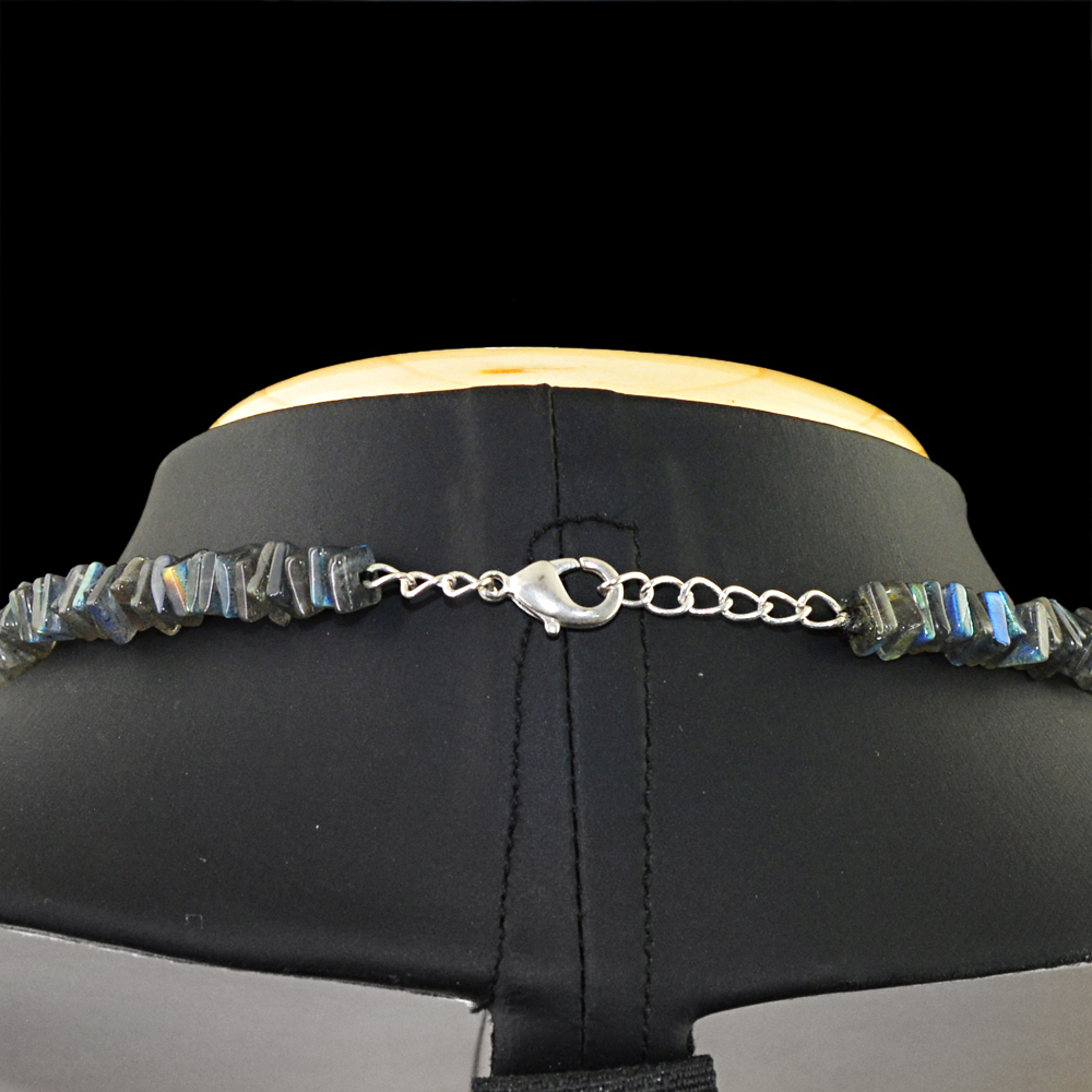 Blue Flash Labradorite 172.00 Cts Earth Mined Untreated Beads Necklace (DG)