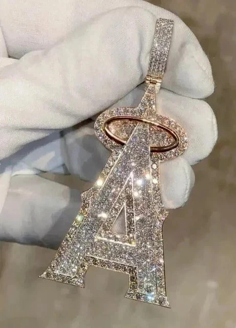2.23Ct Round Cut Moissanite Customize Letter A Pendant 14K Tow Tone Gold Plated