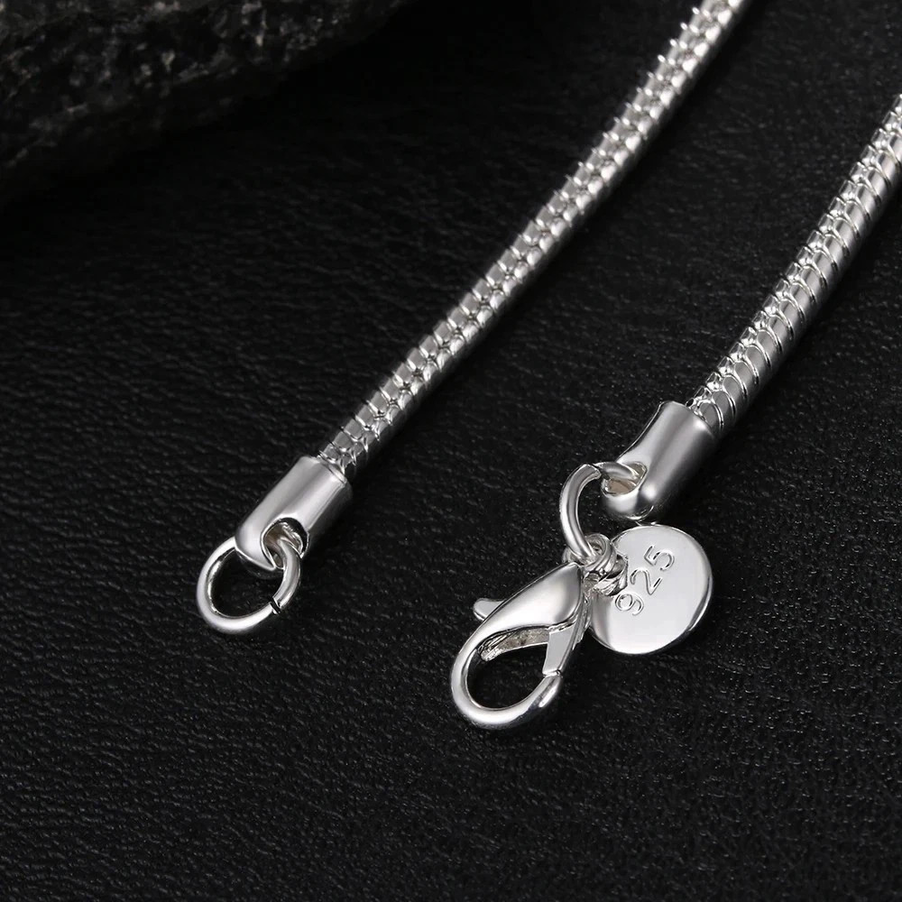 40-75cm 925 Sterling Silver 1MM/2MM/3MM solid Snake Chain Necklace For Men Women