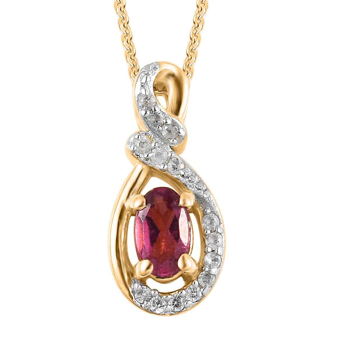 0.30ctw Premium Ouro Fino Rubellite & Zircon Pendant & 20″ Chain Vermeil Plated