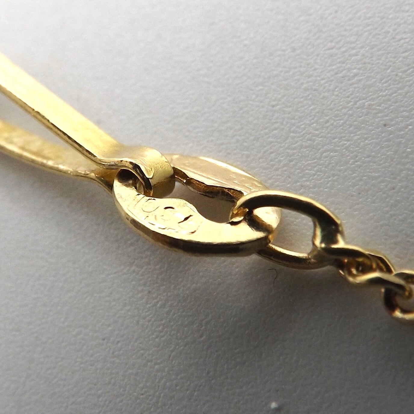 Solid 18k Gold Infinity Bar Station Curb Link Chain Necklace 36in Long Italy 750