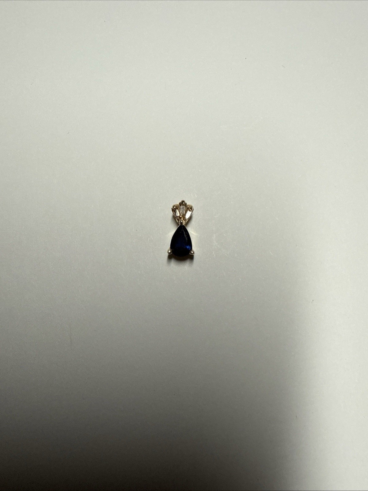 Solid 14K Yellow Gold Natural Sapphire Women’s Ladies Teardrop Pendant