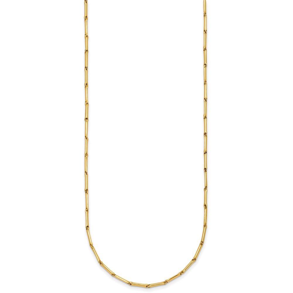 14K Yellow Gold Polished Bar Link Pendant Necklace 18″