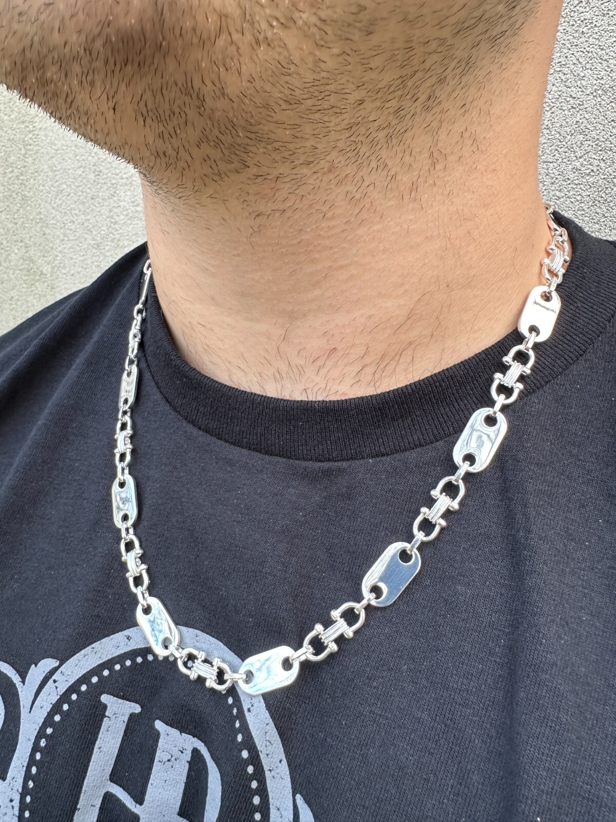10mm Real 925 Sterling Silver Custom Mariner Ferragamo Link Chain Necklace ITALY