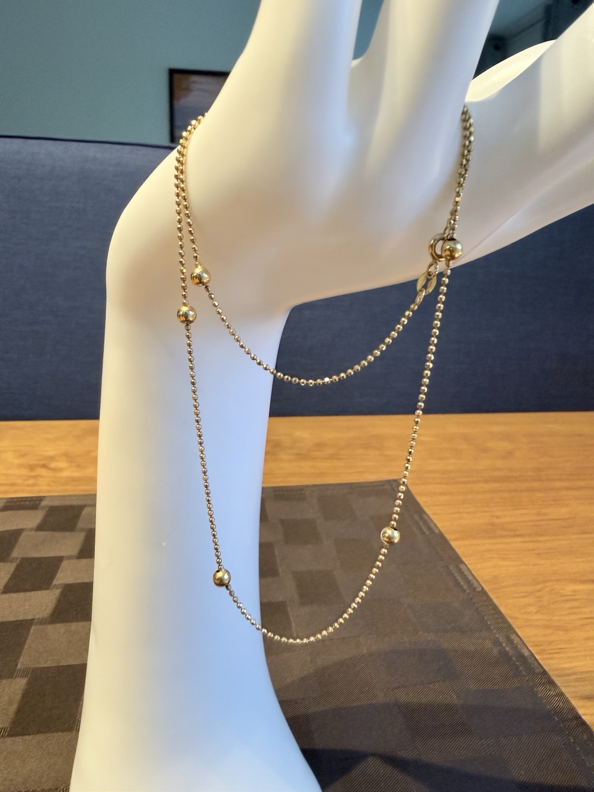Vintage Solid 18K Yellow Gold Italian Ball Station Necklace – 18″ 3.78g 750