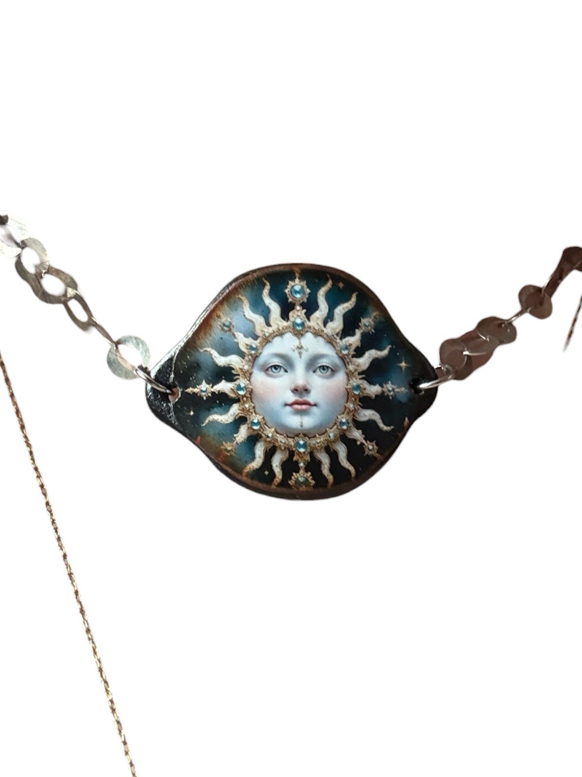Celestial Sun Goddess Sterling Silver 925 Necklace Italy Milor