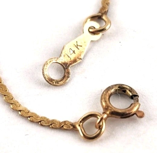 14k solid yellow gold chain serpentine flat 1mm necklace, s-link 14in, 1.54g