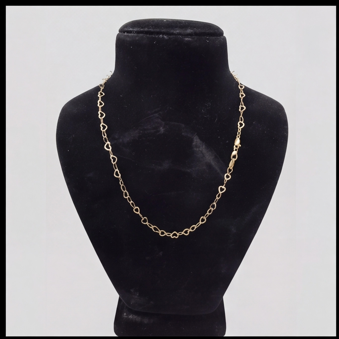 Solid 18K Yellow Plain Gold Perfect Italian Style 17 inch Heart Link Chain