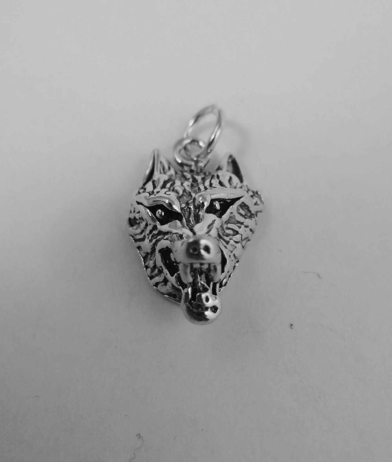 Wolf Charm Pendant, Pure .925 Oxidised Sterling Silver. 2/3 inch by 1/2 inch