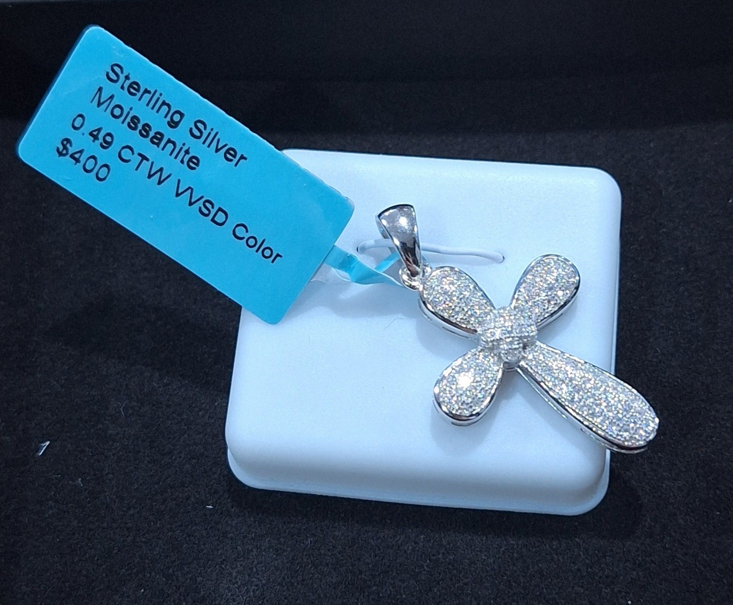 New 🔥 Sterling Silver 925 Moissanite Cross Pendant 0.49 CTW