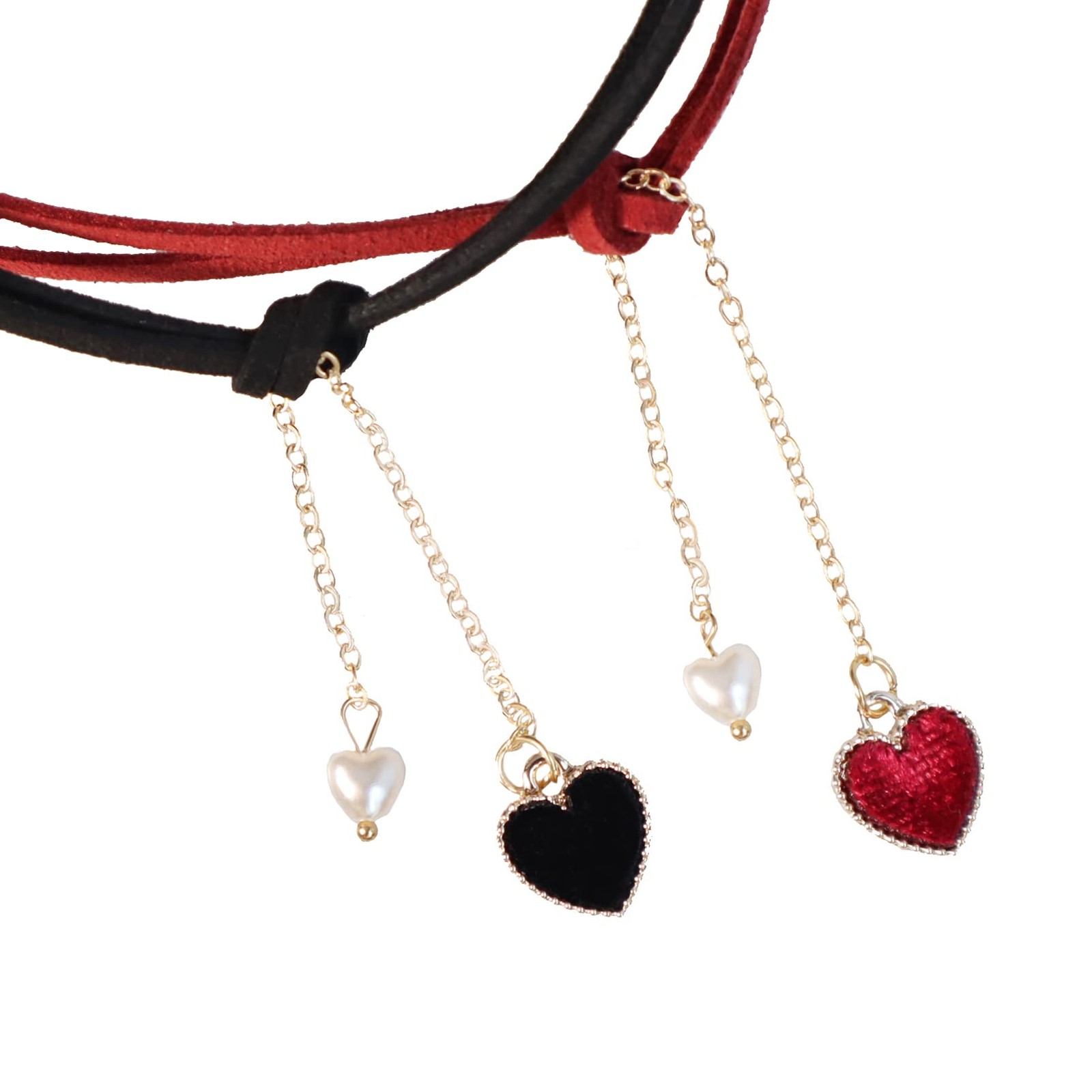 Heart Choker Necklace for Women 2Pcs Double layer Chokers (BLACK)