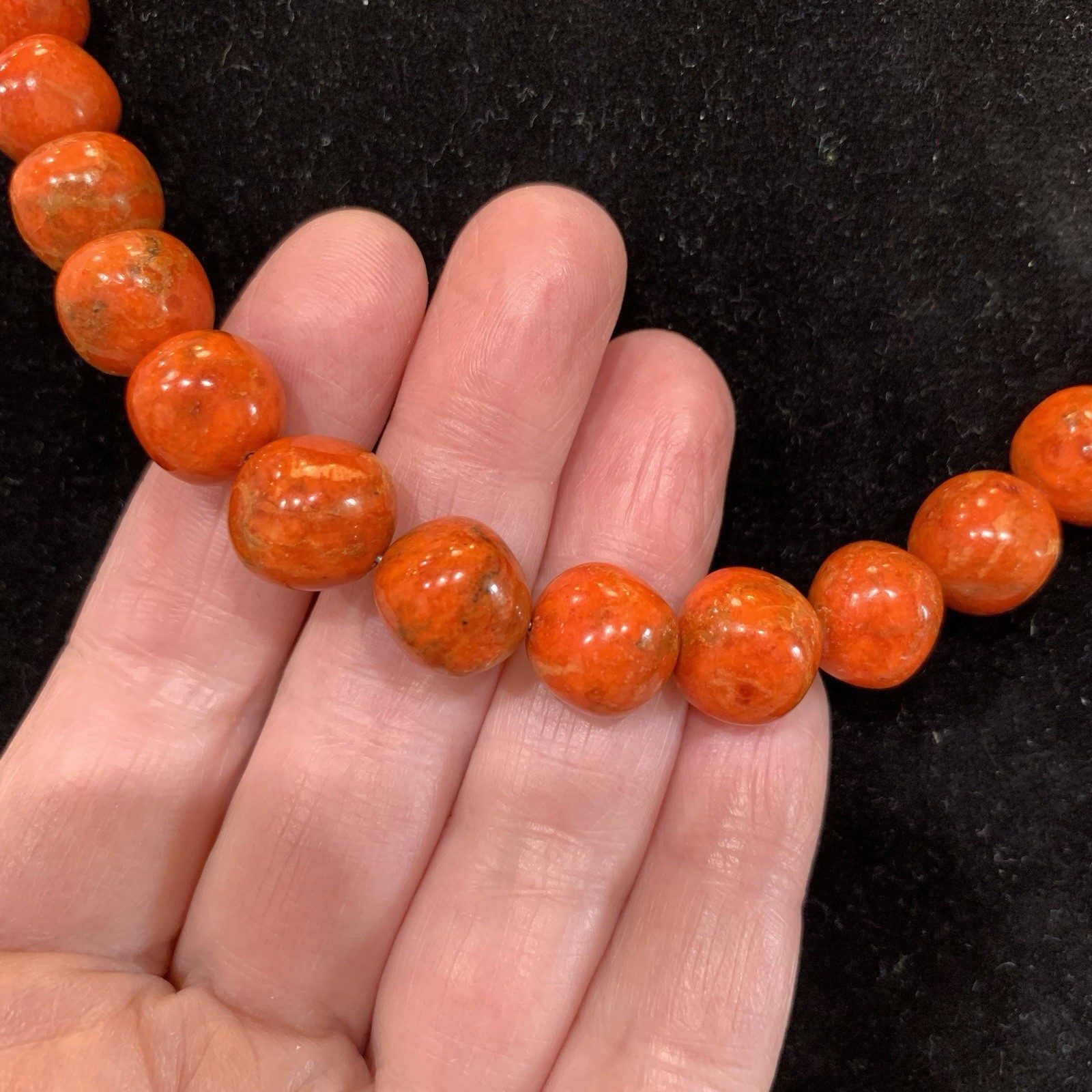 Orange Jasper Necklace JAY KING DTR Mine Finds 13mm Sterling Silver VTG 18″-20″