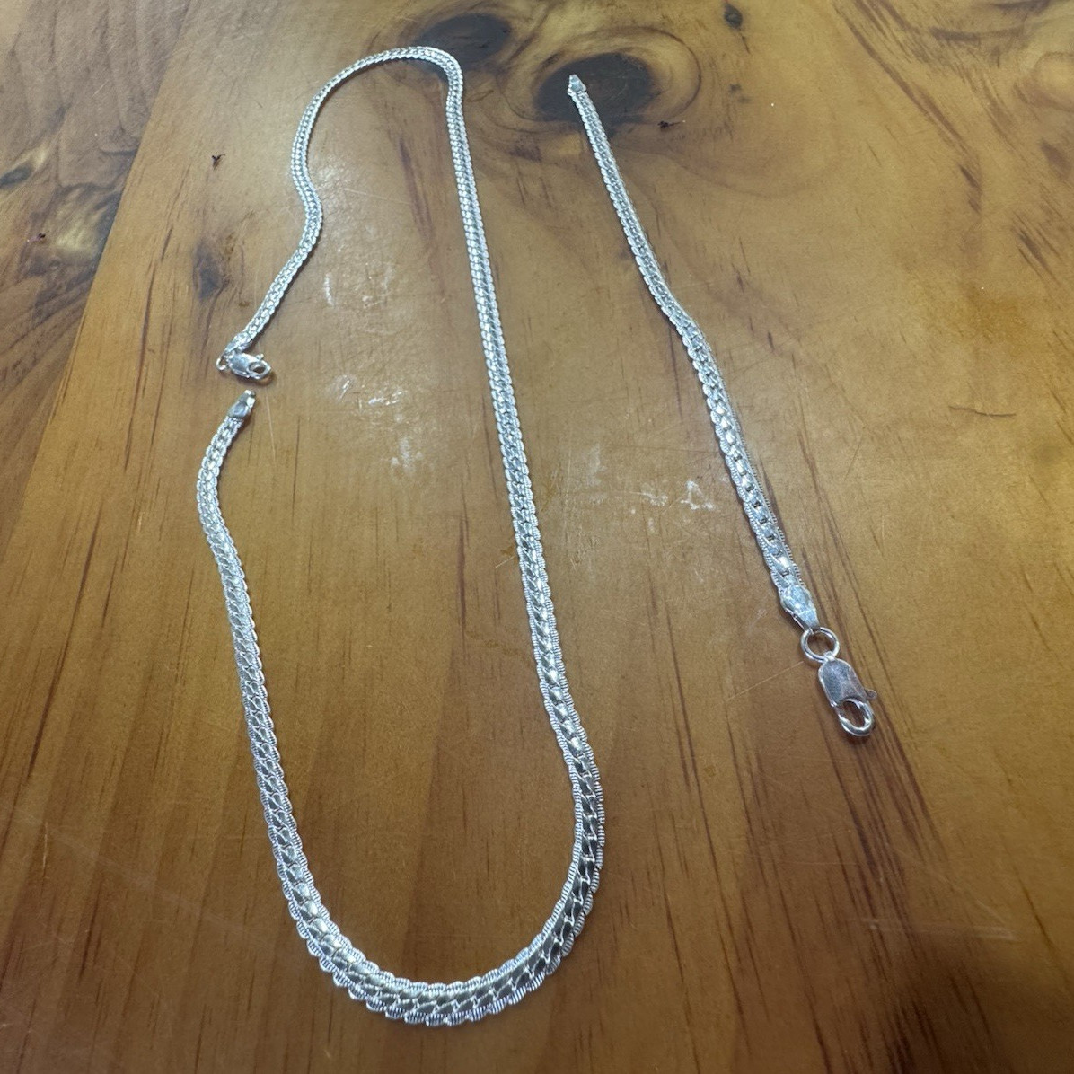 925 Sterling Silver Herringbone Necklace&bracelet, 24in necklace, 8in bracelet