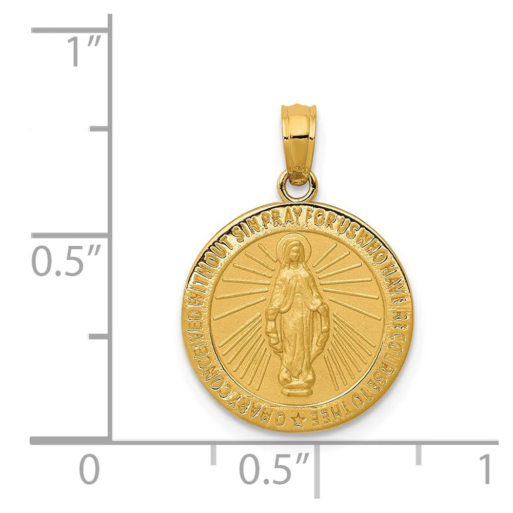 10K / 14K Yellow Gold Miraculous Medal Pendant