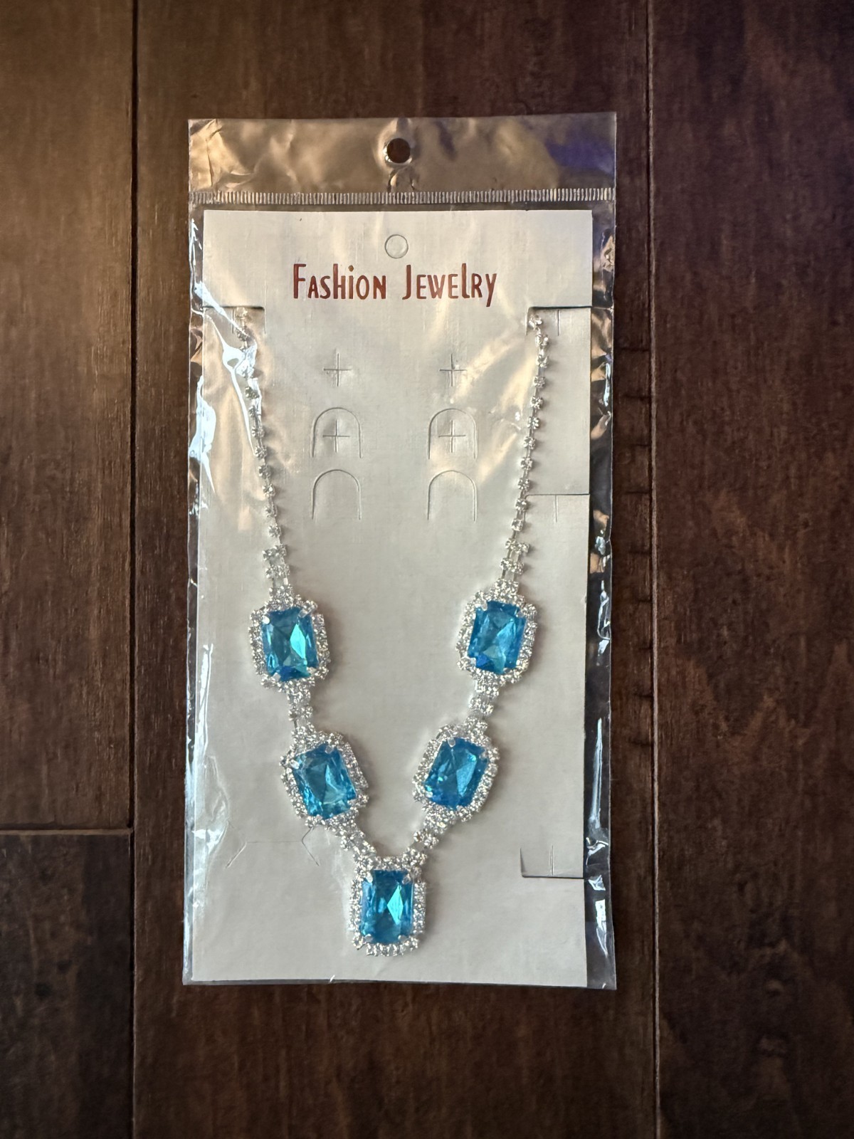 Sky Blue Gemstone Diamond & Silver Chain Necklace, Fashion Jewelry