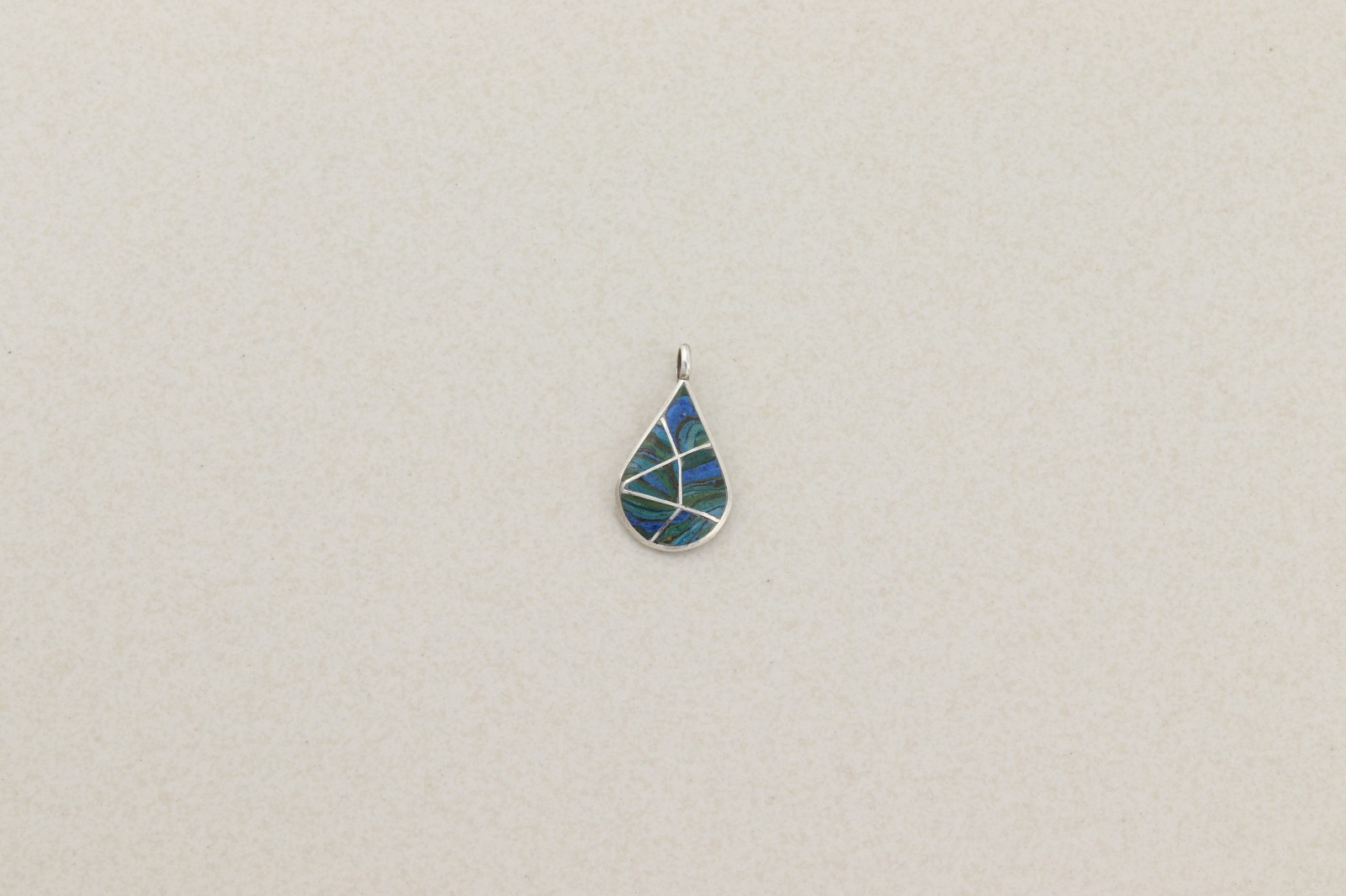 Pendant Only Sterling Silver Azurite Malachite Pendant 1″ x 1/2″ inch