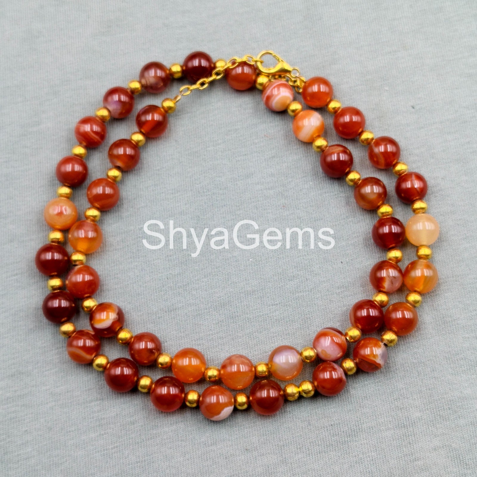 Natural Carnelian Necklace 8mm Beaded, Orange Gemstone Jewelry, Healing Crystal